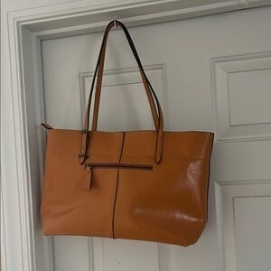 Tan Leather Tote Bag